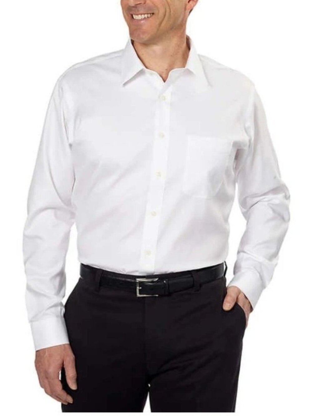 NWOT Kirkland Signature Men's 17.5-34  Tailored Fit White Dress Shirt F1768